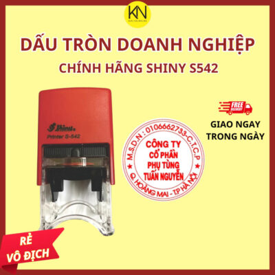 Khắc con dấu tròn doanh nghiệp cán dấu shiny s542, mặt dấu kt 36x36mm