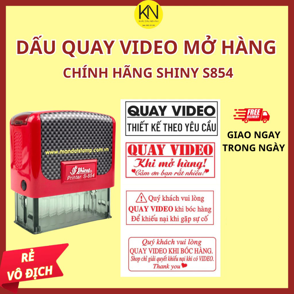Khắc con dấu vuông, dấu mã số thuế Shiny S854 kt 22x58mm