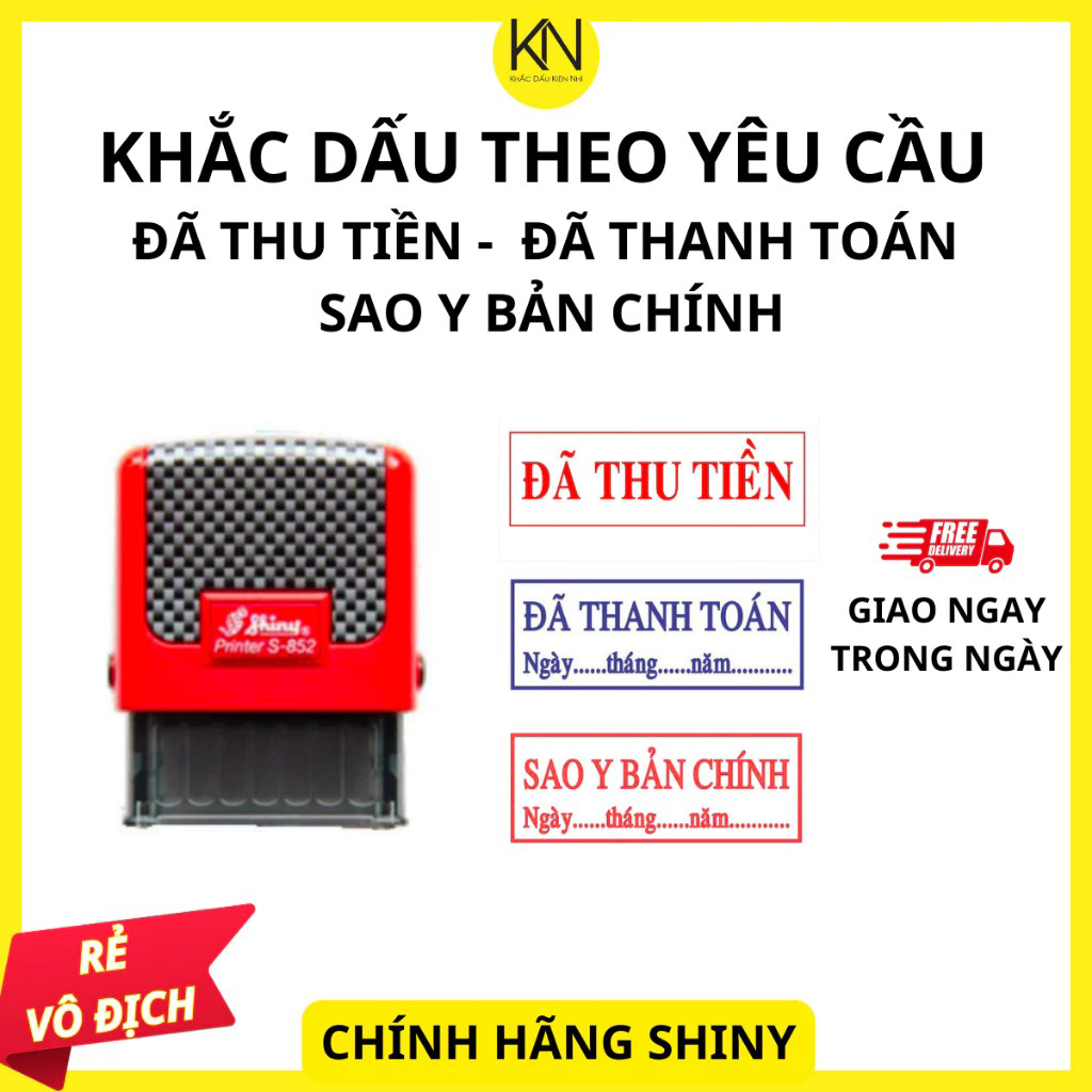 Khắc dấu đã thu tiền, đã thanh toán cán S852 Khắc dấu đã thu tiền, đã thanh toán cán S852