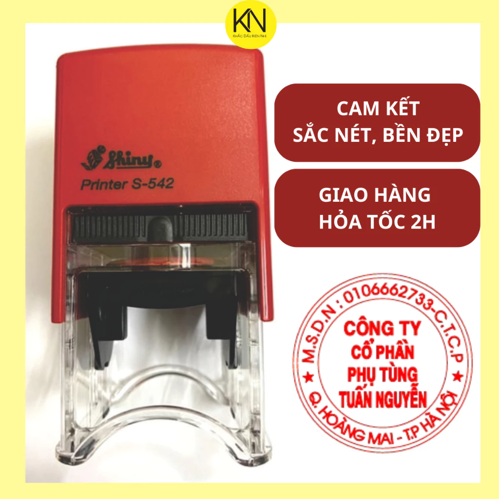 Khắc con dấu tròn doanh nghiệp cán dấu shiny s542, mặt dấu kt 36x36mm Khắc con dấu tròn doanh nghiệp cán dấu shiny s542, mặt dấu kt 36x36mm