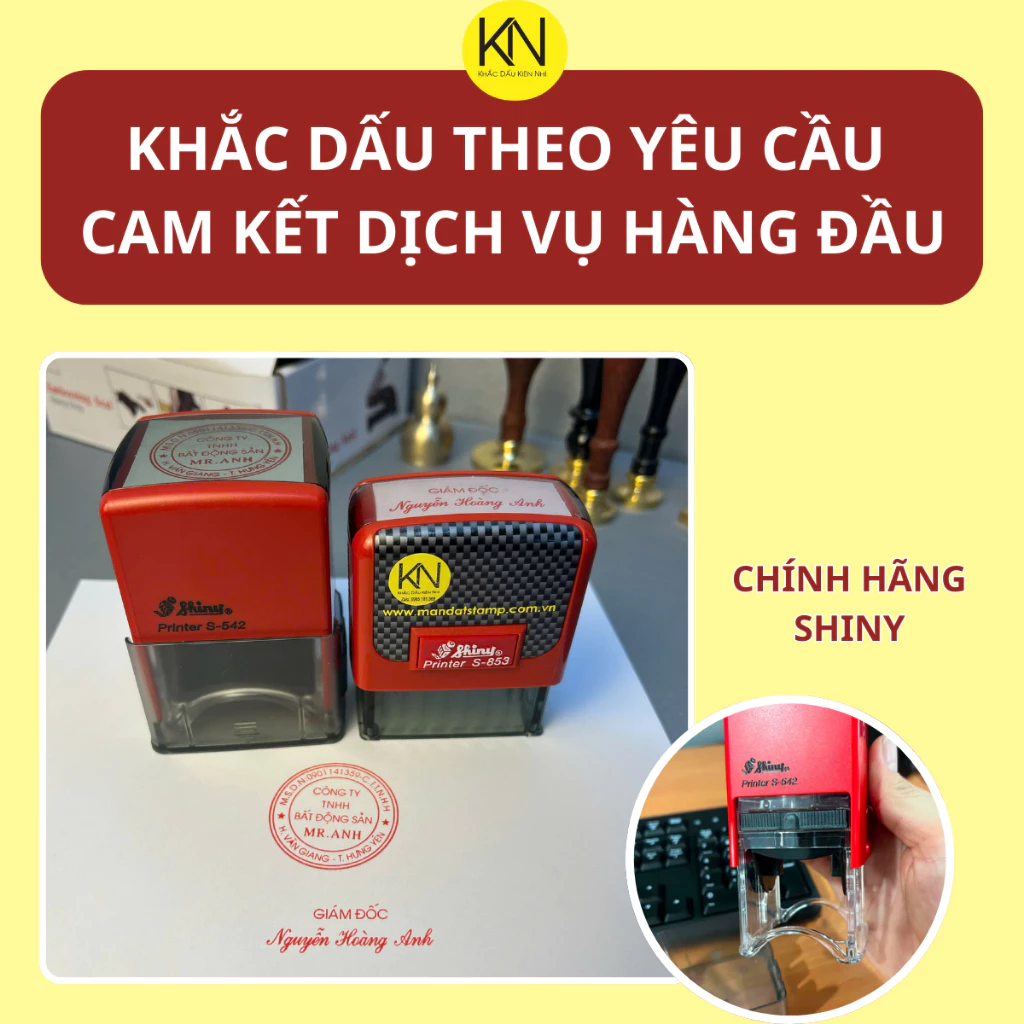 Khắc con dấu tròn doanh nghiệp cán dấu shiny s542, mặt dấu kt 36x36mm Khắc con dấu tròn doanh nghiệp cán dấu shiny s542, mặt dấu kt 36x36mm