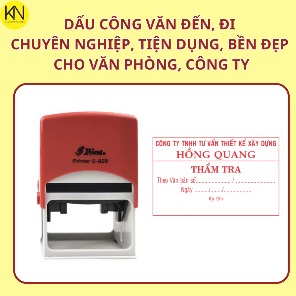 Khắc con dấu công văn đến, đi cán S829 kt 40x60mm Khắc con dấu công văn đến, đi cán S829 kt 40x60mm