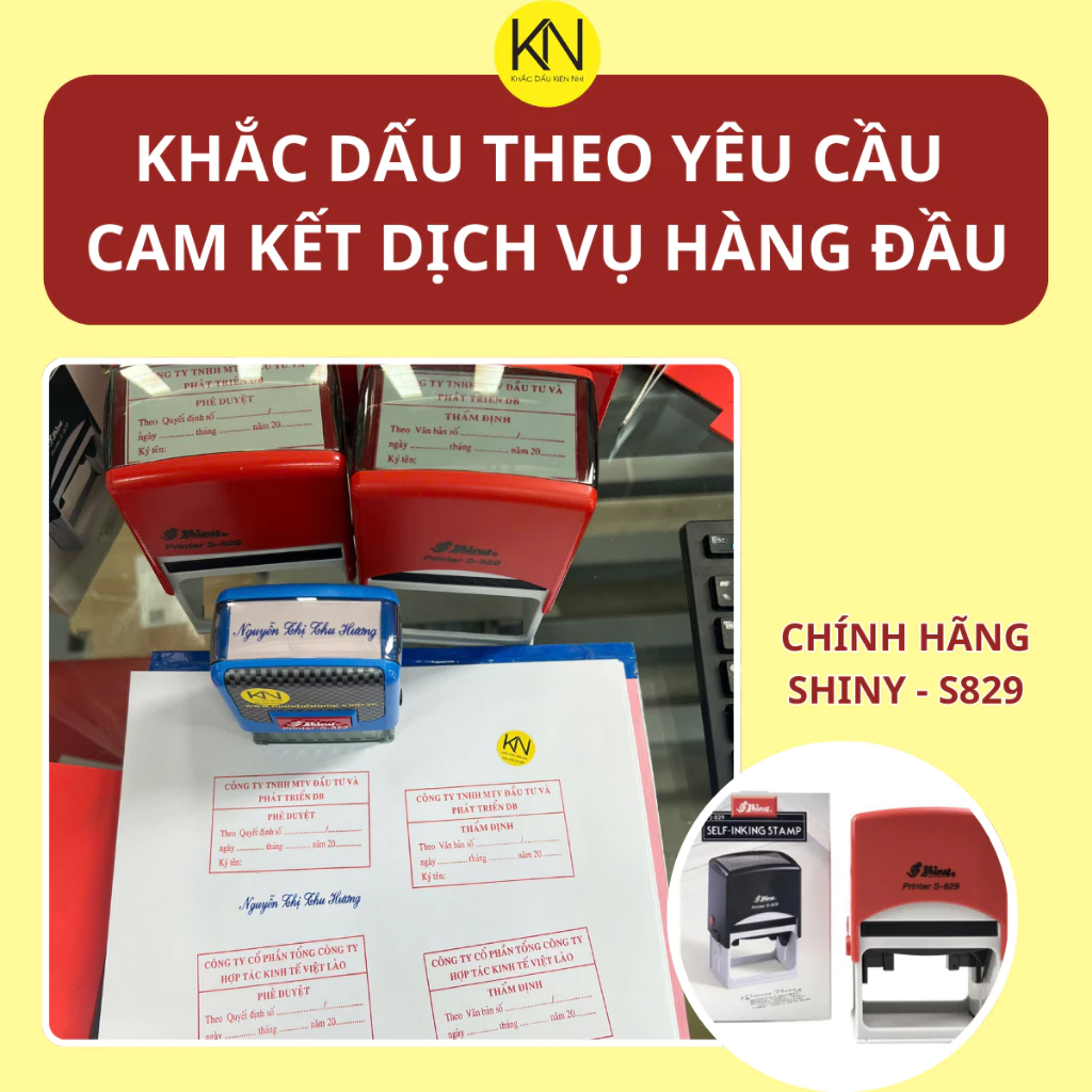Khắc con dấu công văn đến, đi cán S829 kt 40x60mm Khắc con dấu công văn đến, đi cán S829 kt 40x60mm