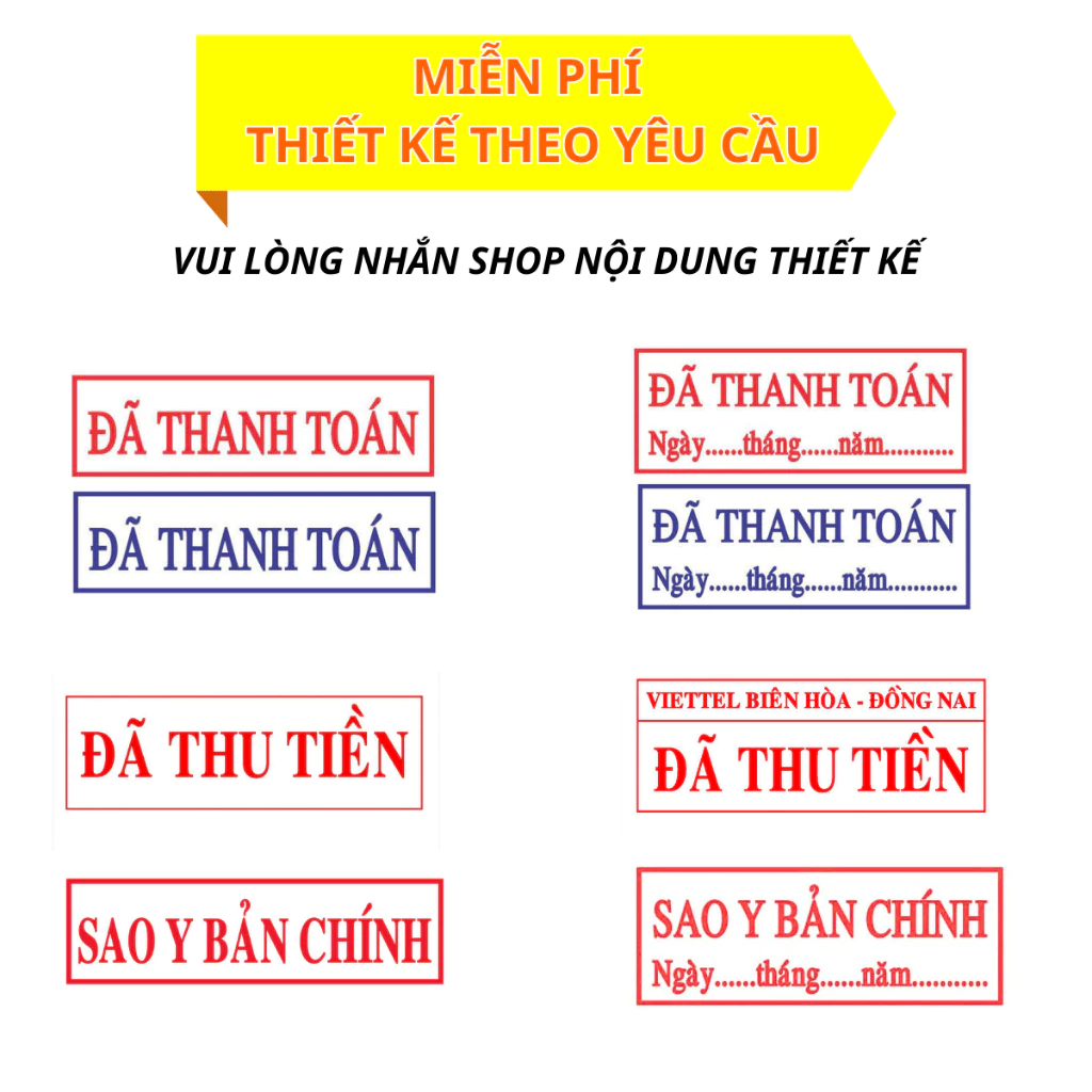 Khắc dấu đã thu tiền, đã thanh toán cán S852 Khắc dấu đã thu tiền, đã thanh toán cán S852