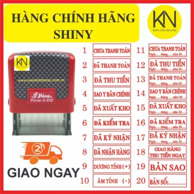 Khắc dấu đã thu tiền, đã thanh toán cán S852