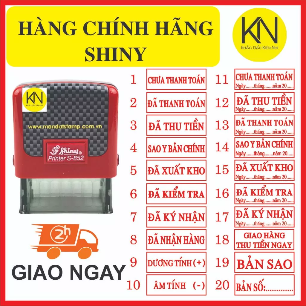 Khắc dấu đã thu tiền, đã thanh toán cán S852